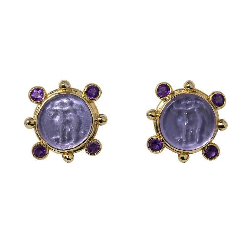 Mazza Venetian Glass & Amethyst 14K Gold Earrings