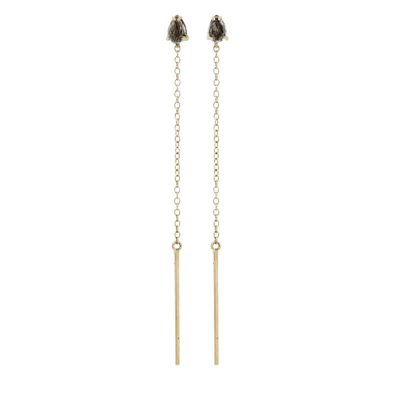 Gold Quartz Bar and Streamline Earrings