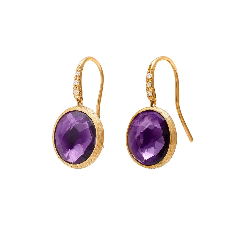 Amethyst Drop Earrings with Diamonds