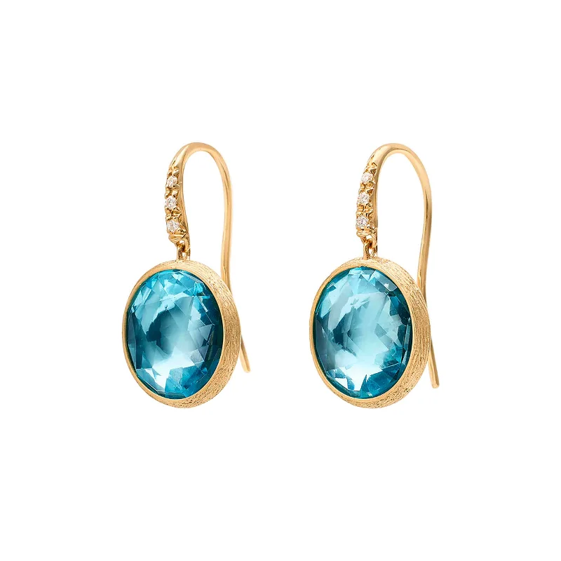 Jaipur Blue Topaz Drop Earrings with Diamonds