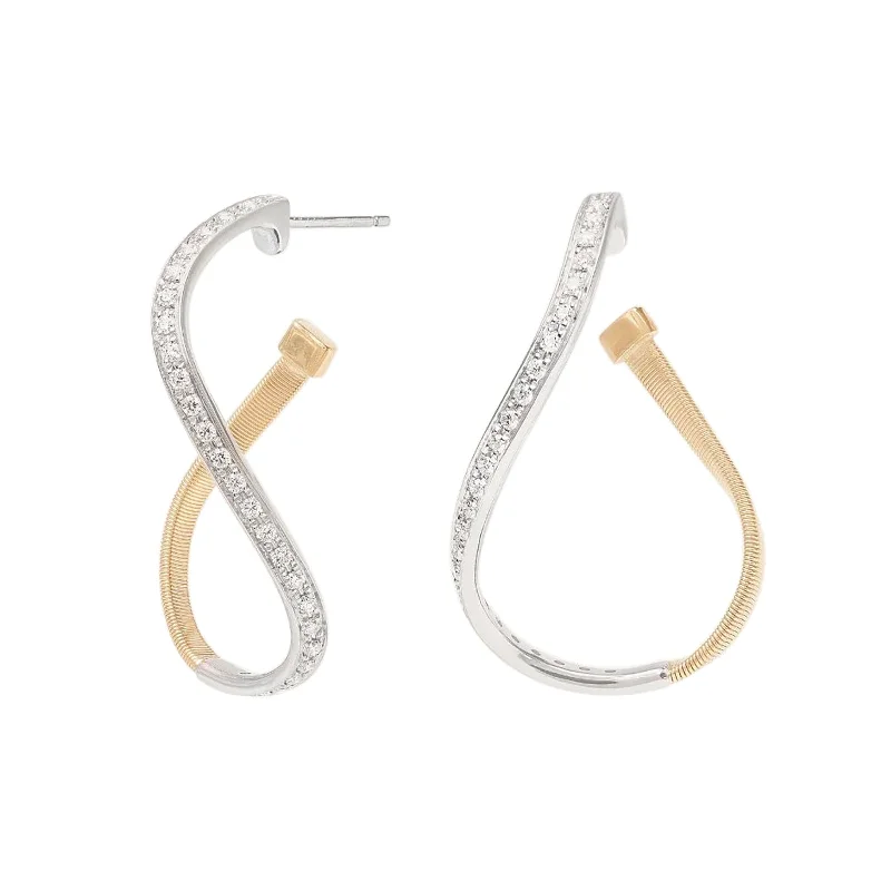 Marrakech Twisted Irregular Small Hoop Earrings with Diamonds