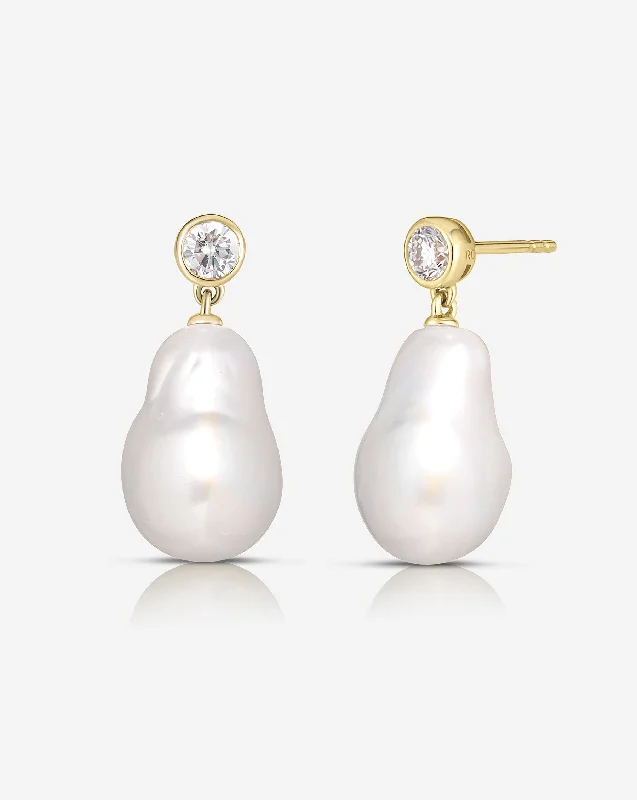 Organic Pearl + Diamond Earrings