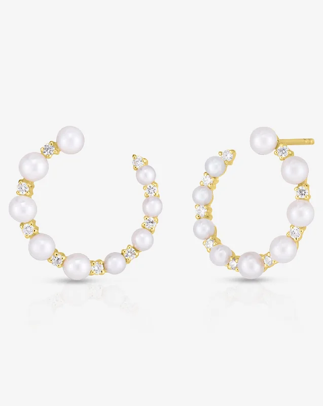 Pearl + Diamond Circle Studs