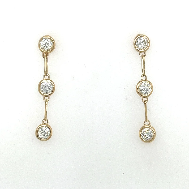 Round Dangle Diamond Earrings in 14K Yellow Gold (1.00ctw)