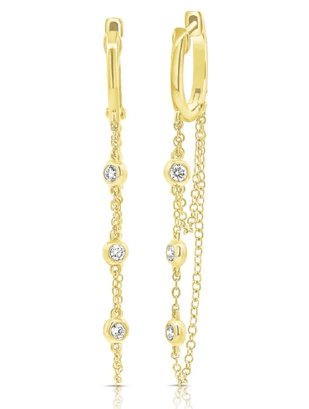 Round Dangle Diamond Earrings in 14K Yellow Gold (.16ctw)