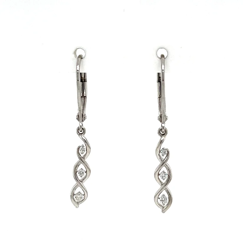 Round Dangle Diamond Earrings in 925 White Sterling Silver (.09ctw)