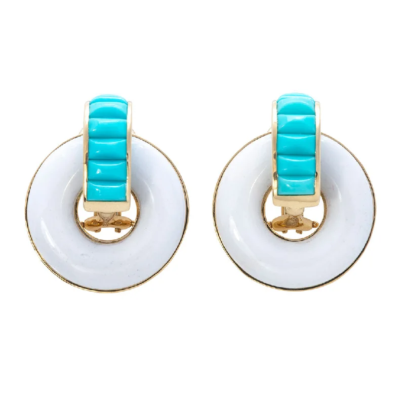 Seaman Schepps Turquoise & White Ceramic Giro Earrings