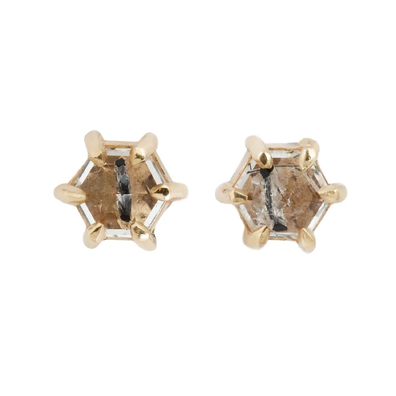 Small Quartz Hexagon Studs