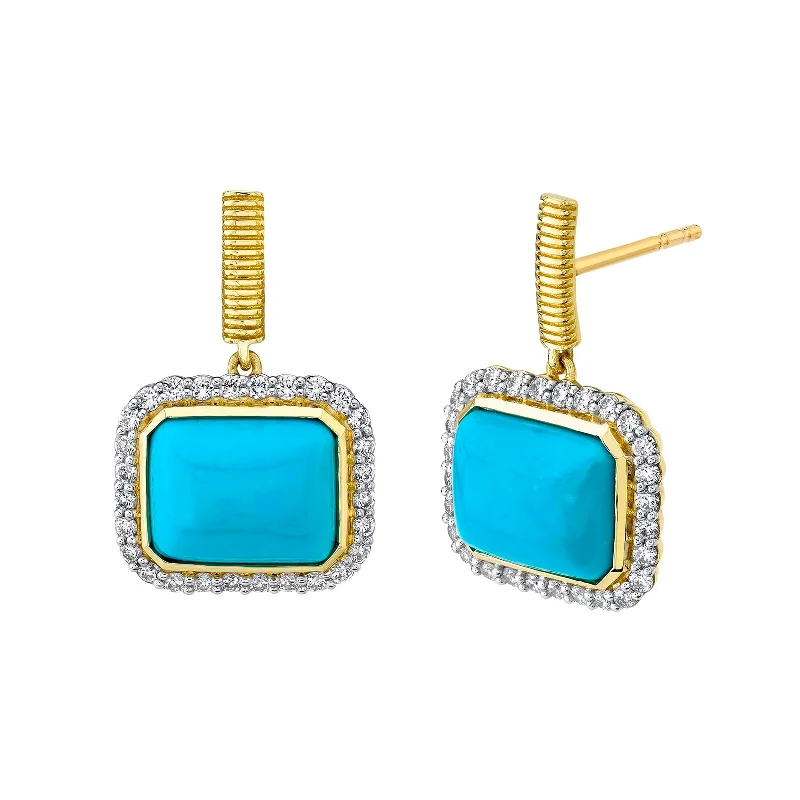 Turquoise and Diamond Earrings