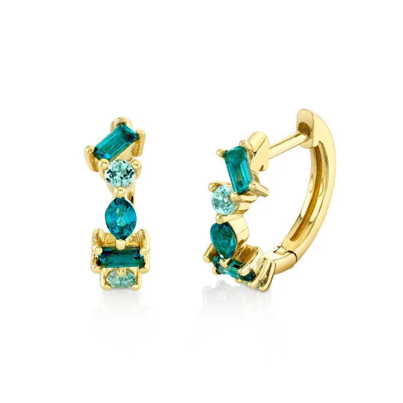 Blue Topaz Huggie Earrings