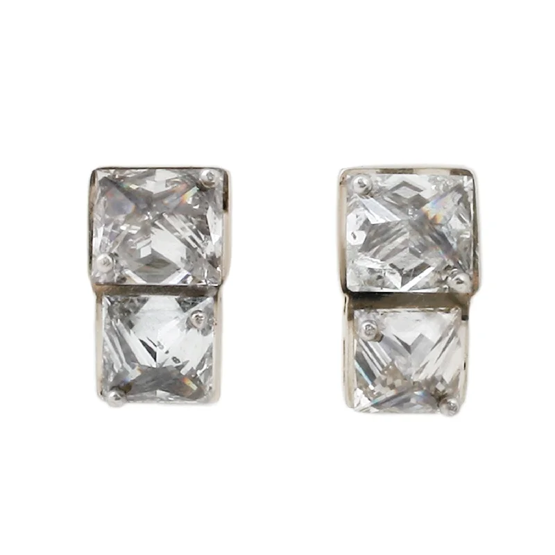 White Square Diamond Studs