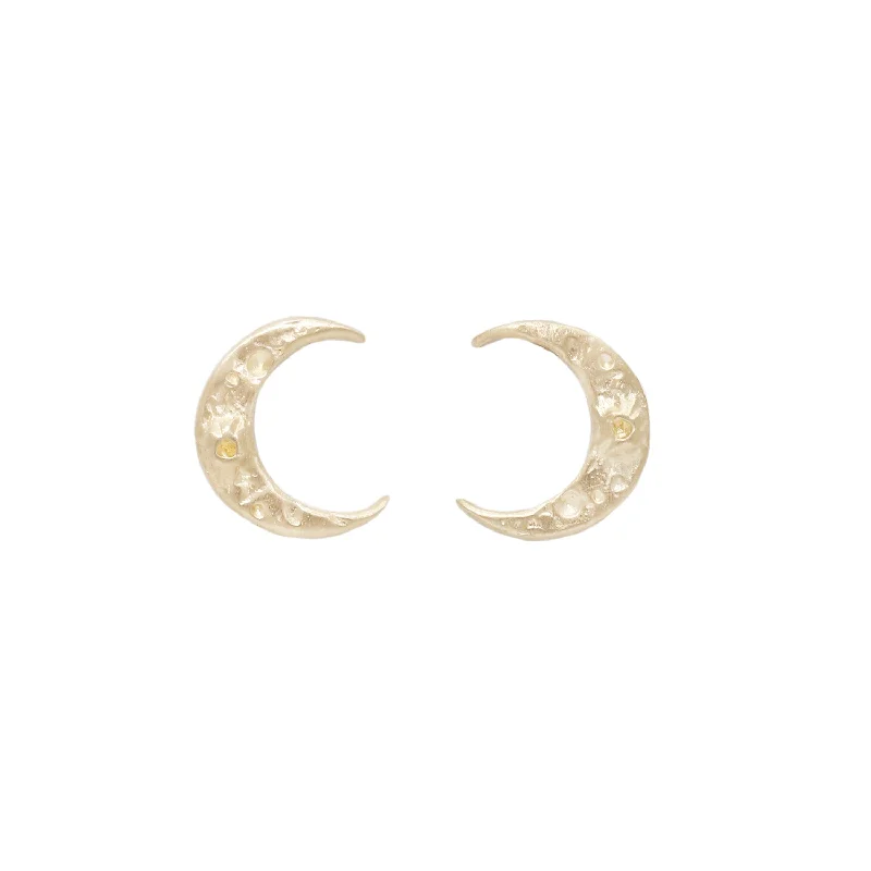 Tiny Gold Crescent Moon Studs