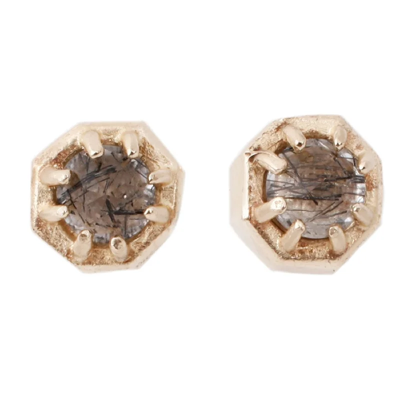 Tiny Tourmalinated Quartz Studs