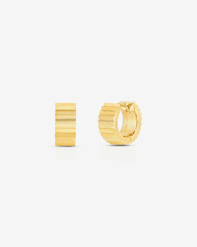 Wide Fluted Gold Hoops