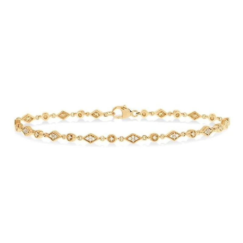 10K Yellow Gold Diamond Art Deco Inspired Natural Diamond Bracelet