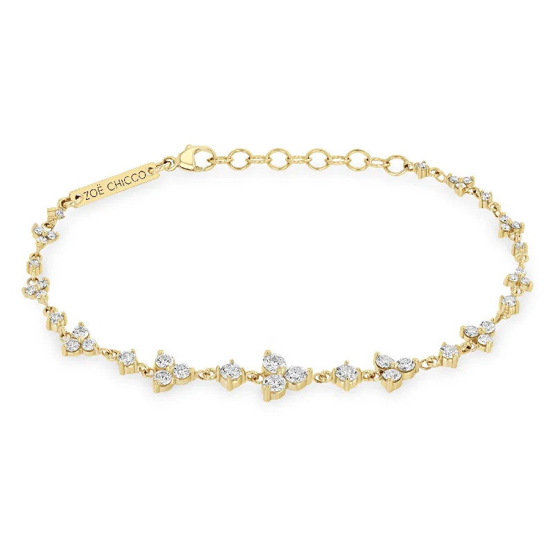 14k Alternating Graduated Prong Diamond & Diamond Trio Bracelet