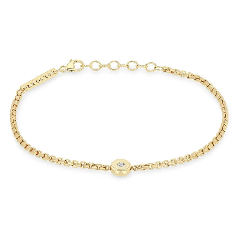 14k Diamond Nugget Box Chain Bracelet