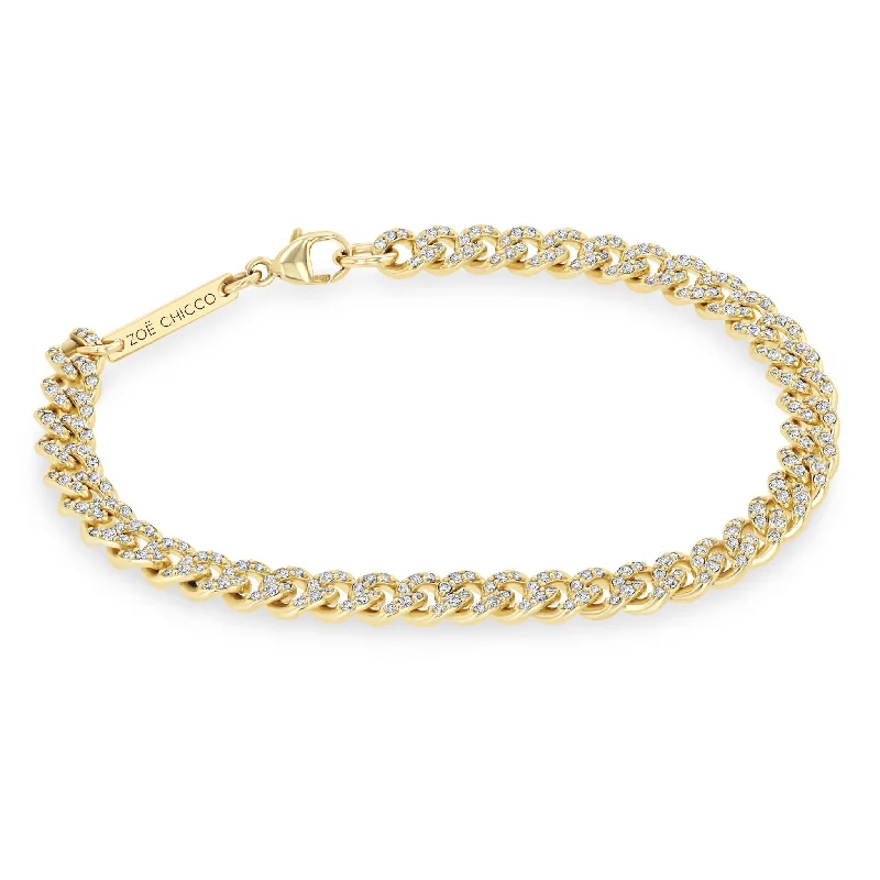 14k Full Pavé Diamond Medium Curb Chain Bracelet