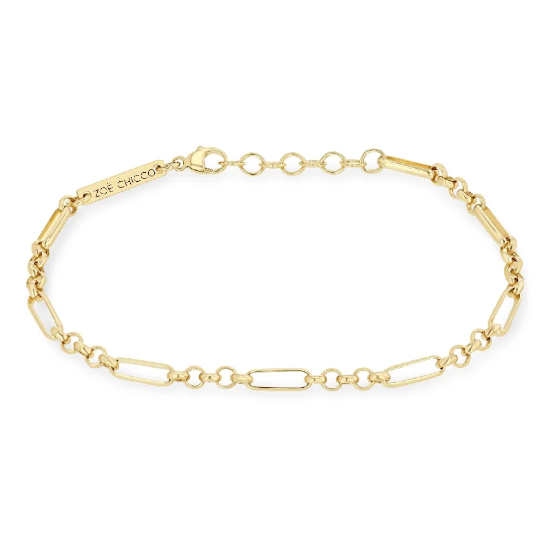 14k Gold Medium Paperclip Rolo Chain Bracelet