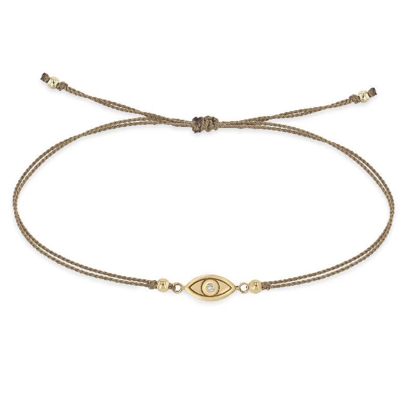 14k Midi Bitty Diamond Evil Eye Cord Bracelet