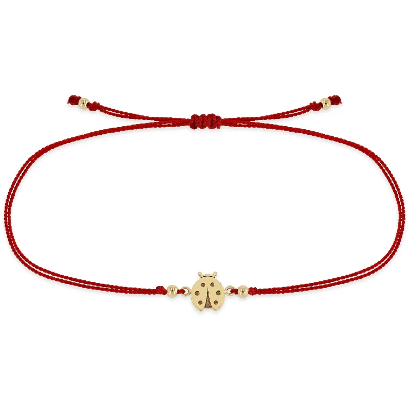 14k Midi Bitty Ladybug Cord Bracelet