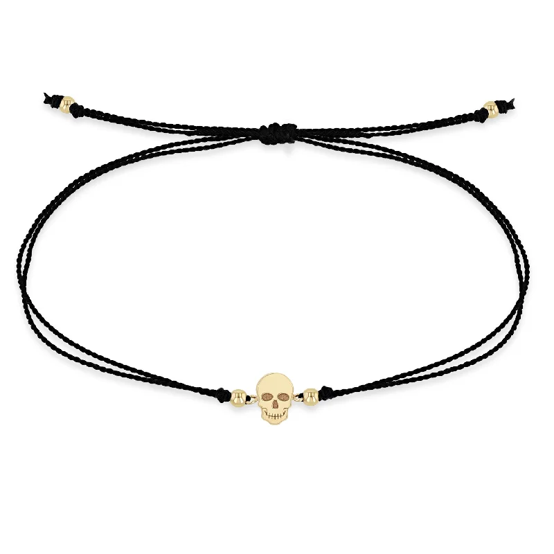 14k Midi Bitty Skull Cord Bracelet