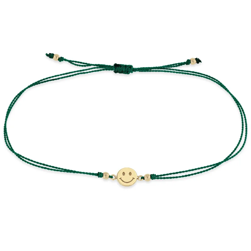 14k Midi Bitty Smiley Face Cord Bracelet