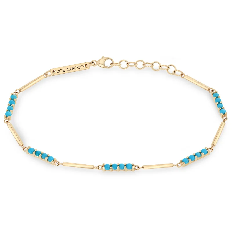 14k Mixed Gold & Turquoise Bar Bracelet