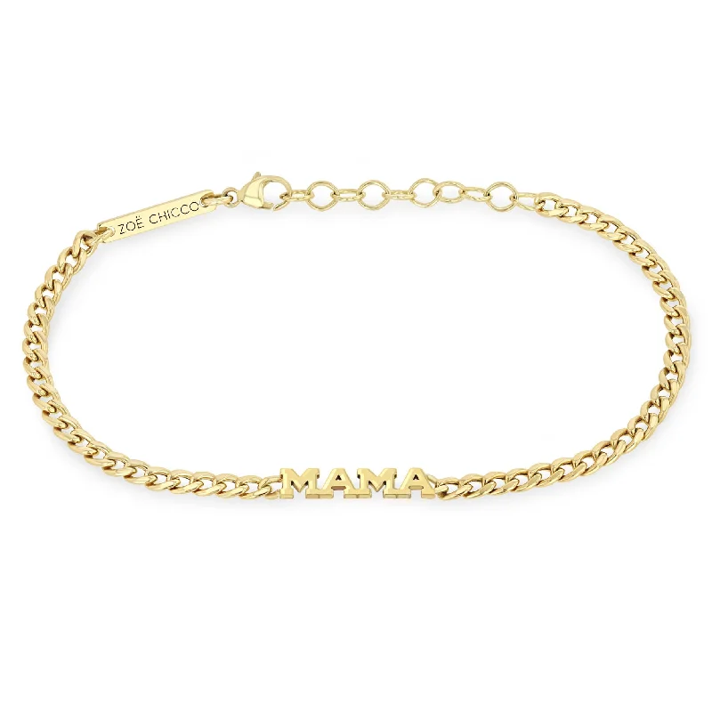 14k Itty Bitty MAMA Small Curb Chain Bracelet