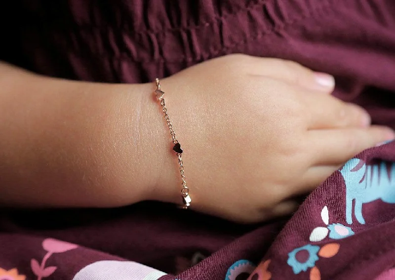 Dainty Solid Gold Heart Bracelet For Girls