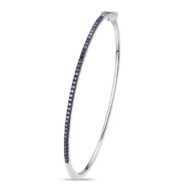 14K White Gold Black Diamond Bangle Bracelet