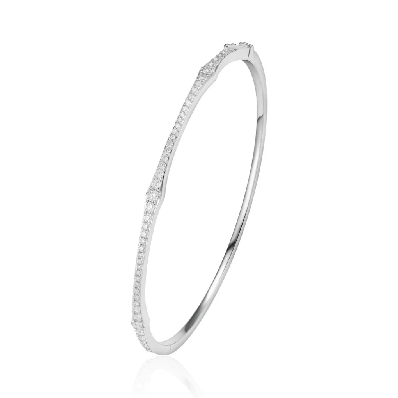 14K White Gold Diamond Bangle Bracelet