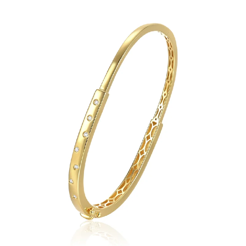 14K White Gold Diamond Bangle Bracelet