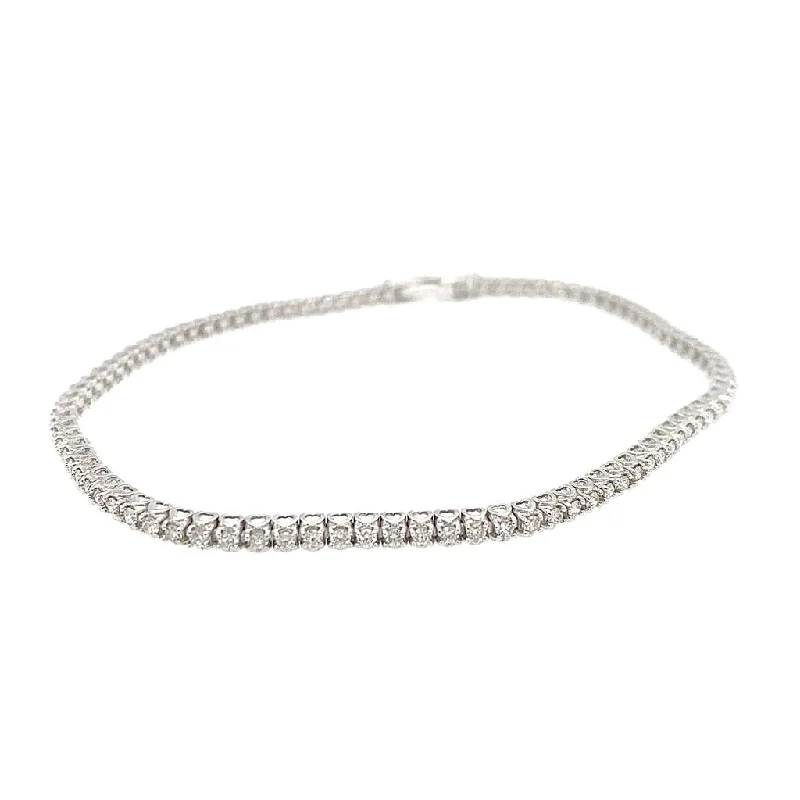 14K White Gold Natural Diamonds Tennis Bracelet