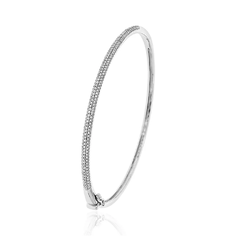 14K White Gold Micro Pavé Diamond Bangle Bracelet