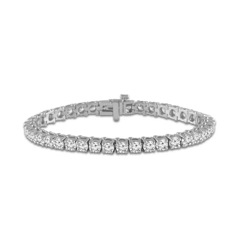 14K White Gold Natural Diamonds Tennis Bracelet