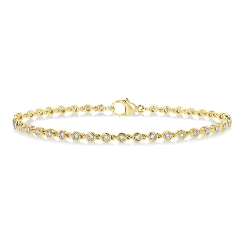 14K Yellow Gold Bezel Set Diamond Tennis Bracelet