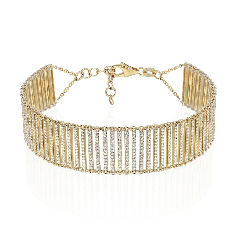 14K Yellow Gold Diamond Mesh Bracelet