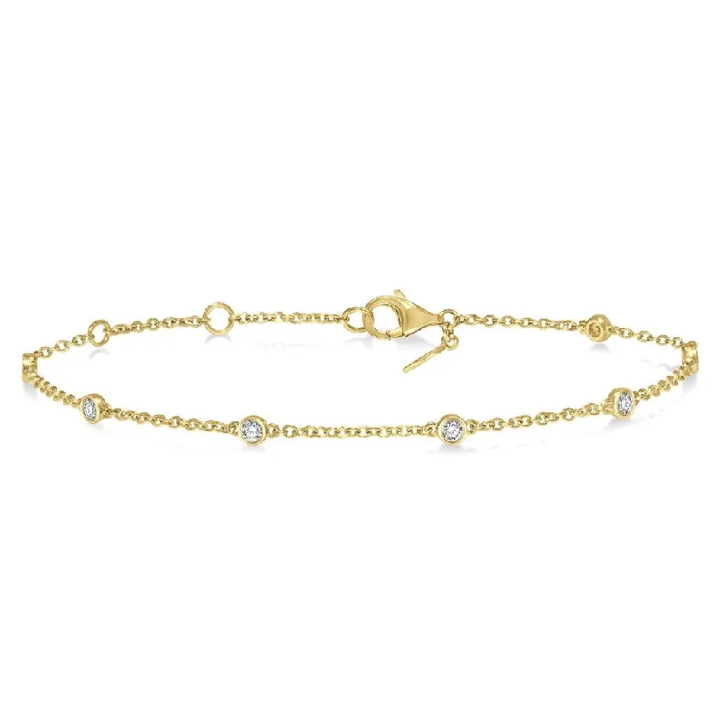 14K Yellow Gold Diamond Station Bracelet