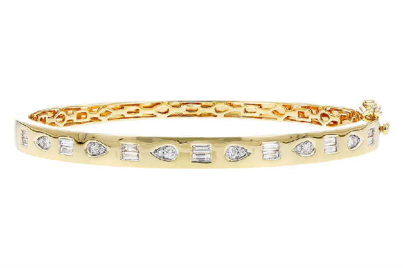 14K Yellow Gold Flush Set Diamond Bangle Bracelet