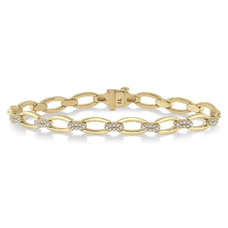 14K Yellow Gold Open Link Diamond Tennis Bracelet