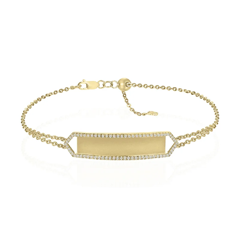 14K Yellow Gold Personalized ID Diamond Bracelet