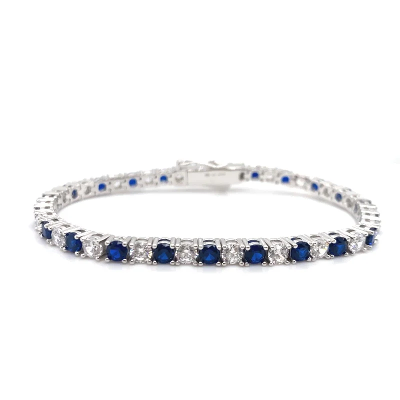 5 Carat Blue Sapphire and Diamond Crystalline Bracelet