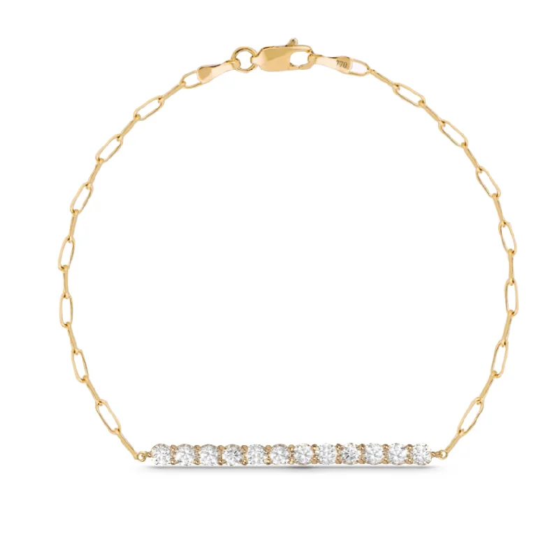 Accent Diamond Bar on Thin Paper Clip Bracelet