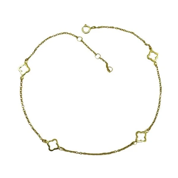 Ankle Bracelet: Gold Vermeil Chain with Open Clovers  (AG48CLV)