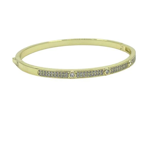 Bangle Bracelet: 14kt Gold Vermeil With CZ Stones (BNG4506)