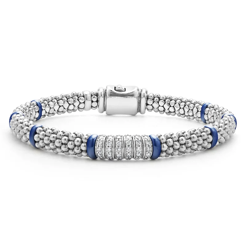 Blue Caviar Six Station Diamond Caviar Bracelet | 6mm