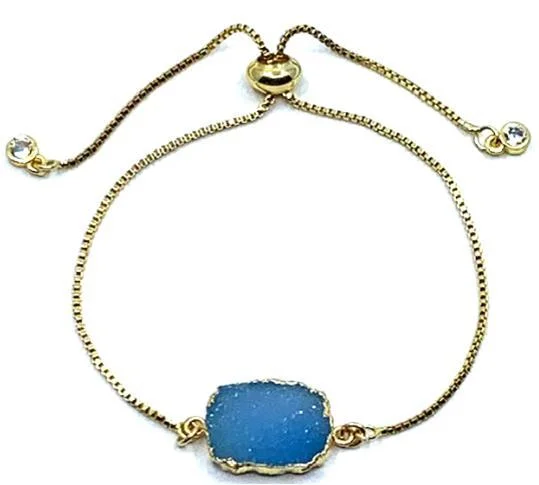 Electroform Stone Pull Bracelet: Blue Druzy (PBT748DZB)