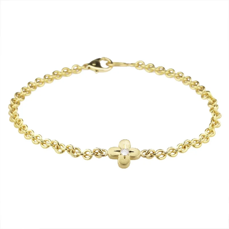 20K Gold & Diamond "Four Petal Flower" Handmade Bracelet