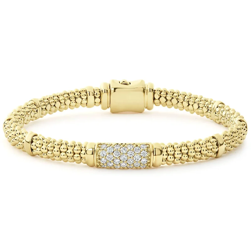 Caviar Gold 18K Gold Diamond Bracelet | 6mm